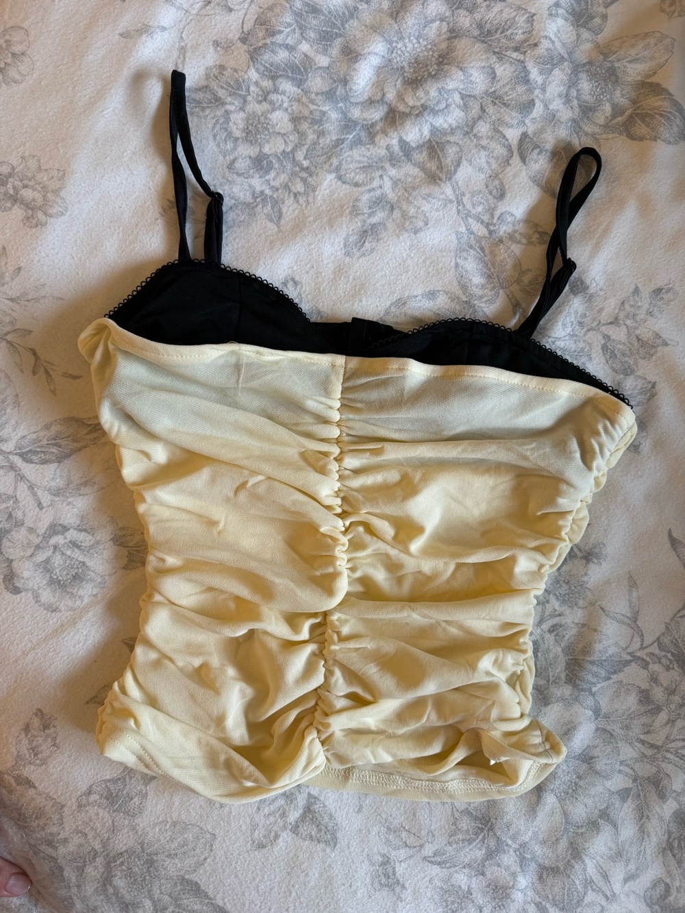 Ruched Cami Top with Black Trim